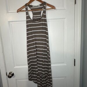 Michael Stars Long Swim Cover Up - Brown & White Striped - OS